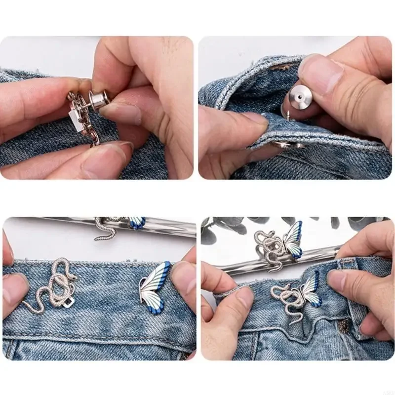 3pcs Snake Butterfly Design Design Taistring Clip Clip Antreving Pin