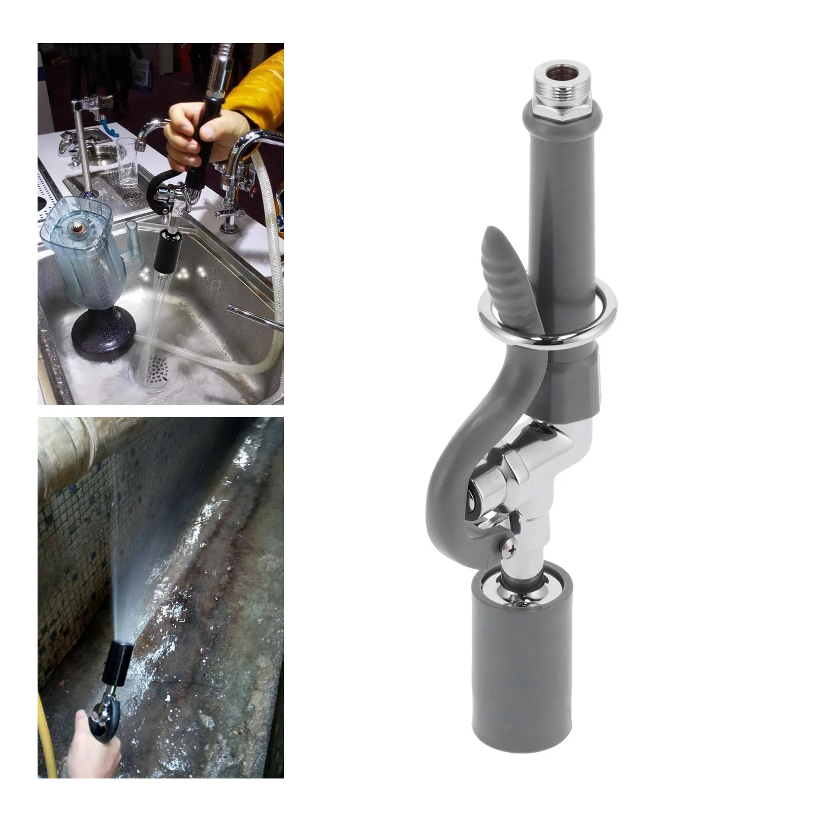Kommerzielle Wasserhahn-Sprüher-Baugruppe, Hochdruck-Spülhahn-Sprühkopf, Zubehör, Grau, Küchenzubehör aus Edelstahl 304, Küchenzubehör