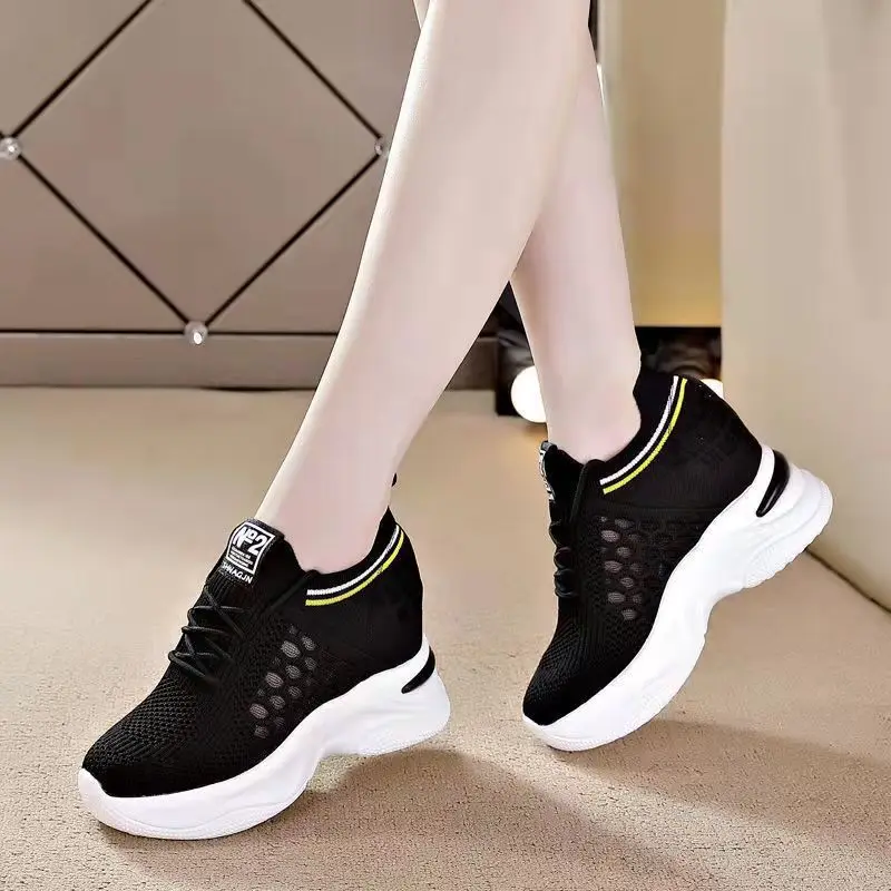 Breathable Women's Sneakers Lace Up Womens Wedge Shoes Versatile Female Shoes 2024 New Platform Shoes Comfortable Zapatos Mujer