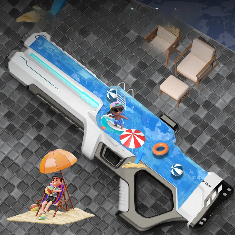 Pistolet à éclaboussures d'eau puissant à haute pression automatique de 12m, pistolet à éclaboussures d'eau électrique continu de grande capacité, jouets cadeaux d'anniversaire