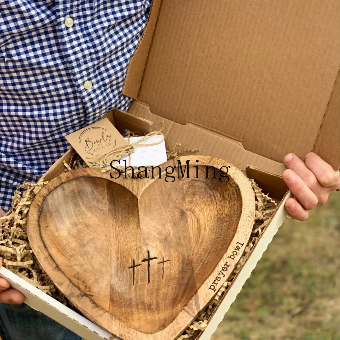 

PYH new Chinese retro love prayer bowl prayer bowl prayer card gift log texture home ornament