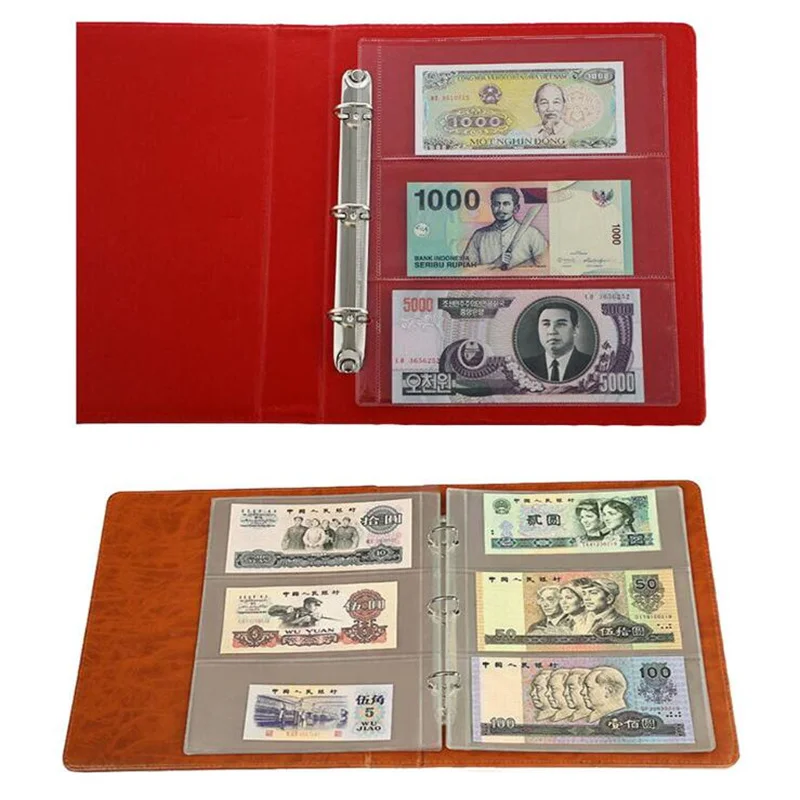 20pc 2/3/4/20/30/42 Pockets PVC Inside Banknote Page Collection of Paper Money Coin Album Loose-leaf Paper Money Inners Album