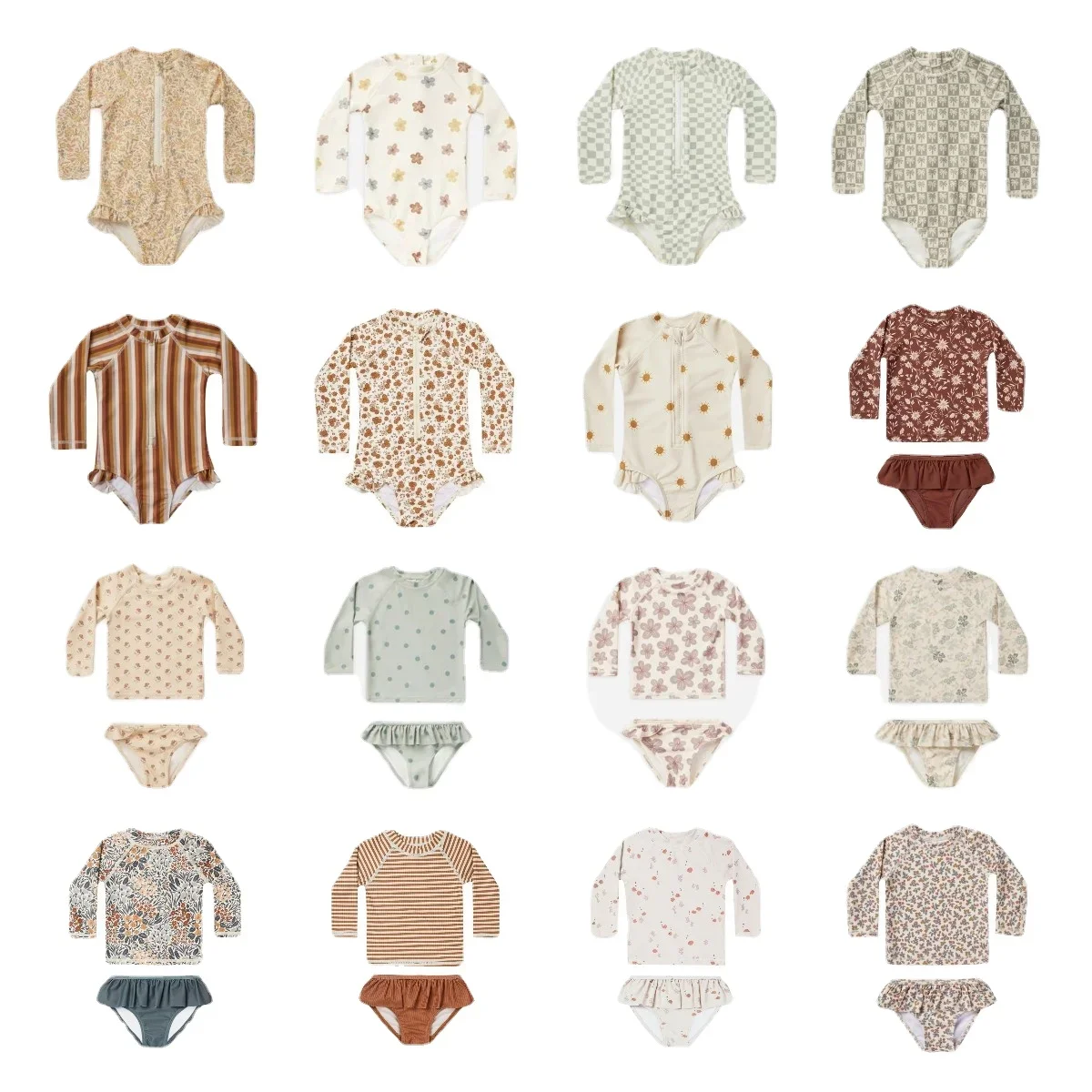 

24 Summer RC Two-piece Swimsuit Girls Baby Sunscreen Swimwear Children Long Sleeve Swimsuit Baby One-piece Swimsuit