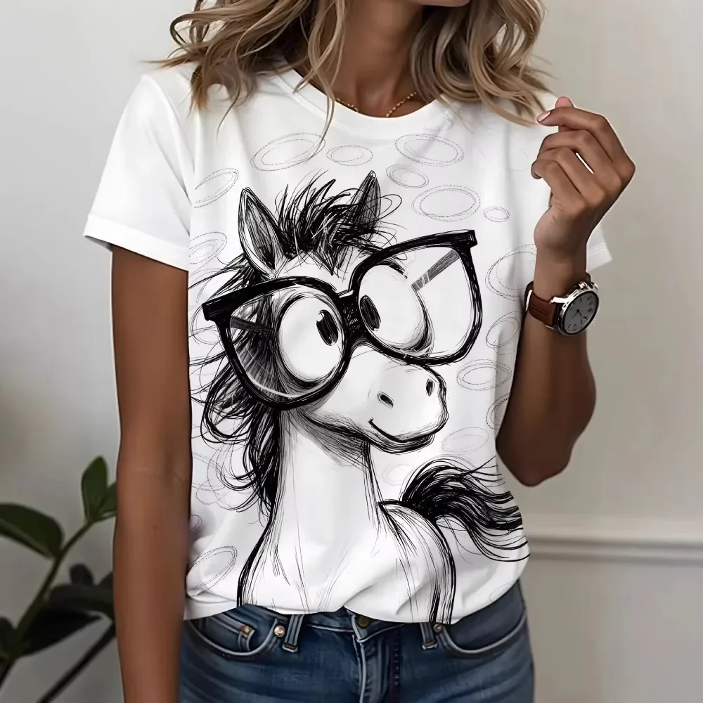 Women 3D Animal Print T-Shirt, Summer Short Sleeve Soft Breathable Comfy Flattering Casual Daily Streetwear Chic Ladies Tee Top