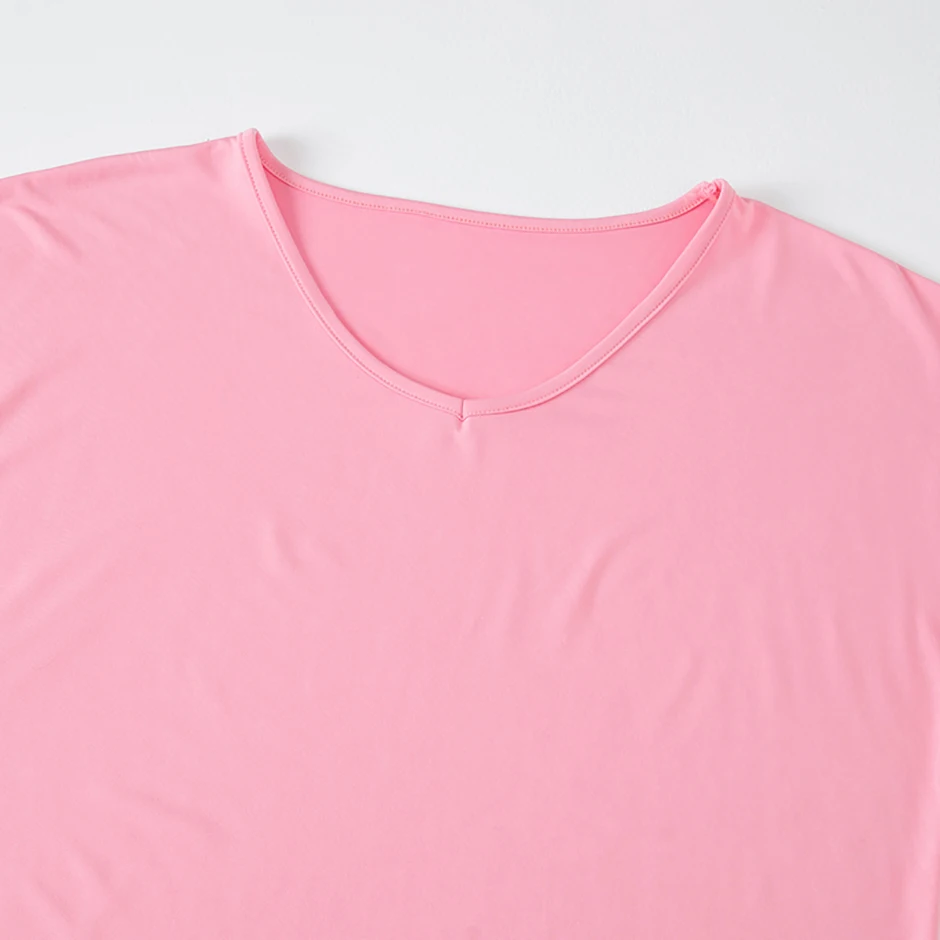 Immagine 7: Set di 4 magliette da donna a maniche corte con scollo a V in tinta unita, basic, sportive, da corsa, comode e versatili, casual e alla moda