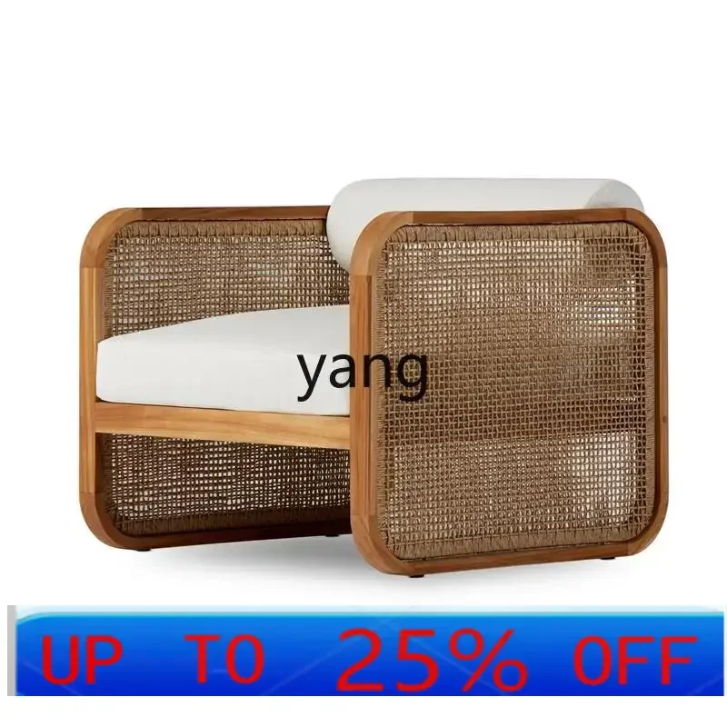 

CX solid wood rattan single sofa casual back chair living room simple