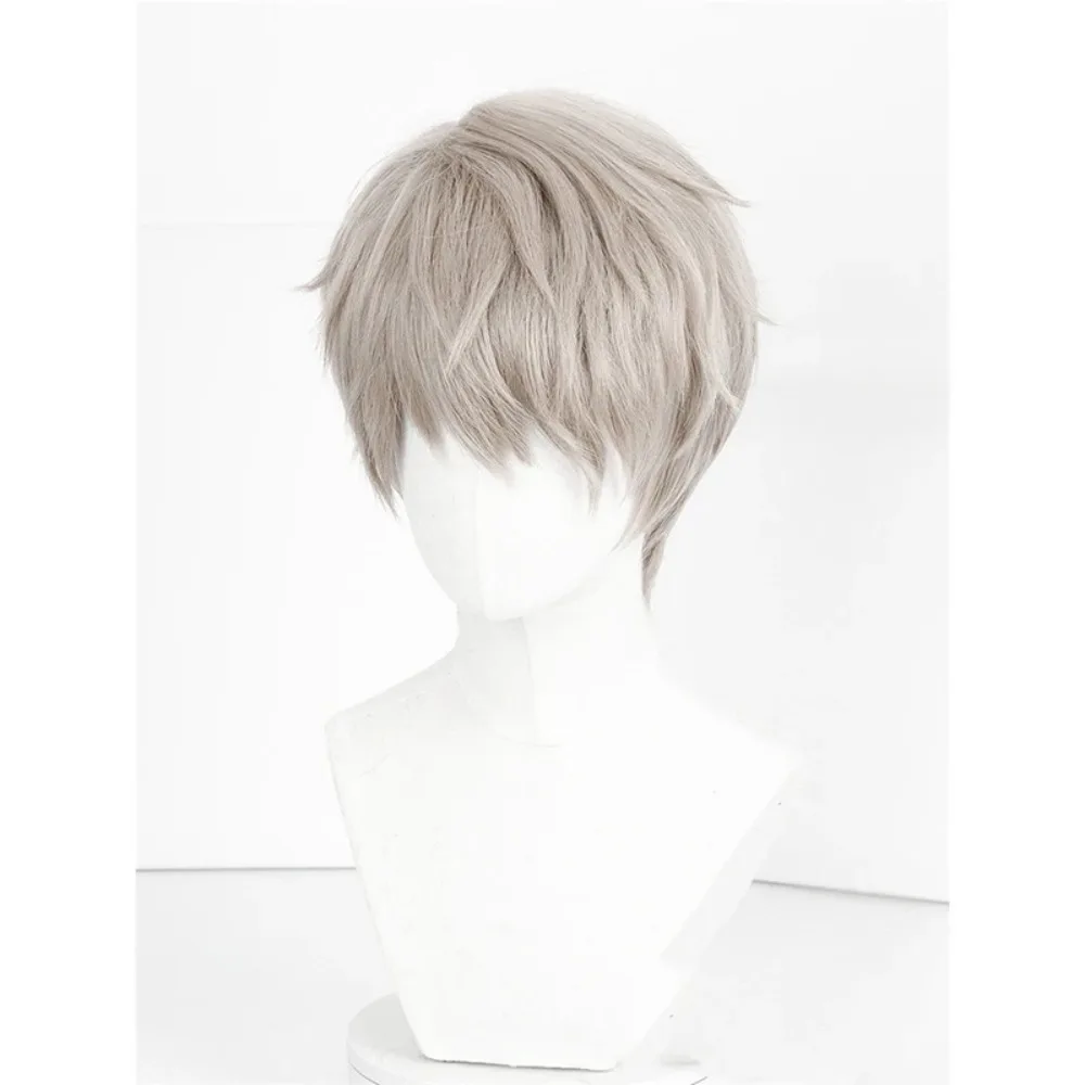 Liebe und tiefe Raum Shen Xing Cosplay Perücke Leinengrau leicht gewellte Kante Styling Cosplay Perücke Simulation Perücke Stirnband