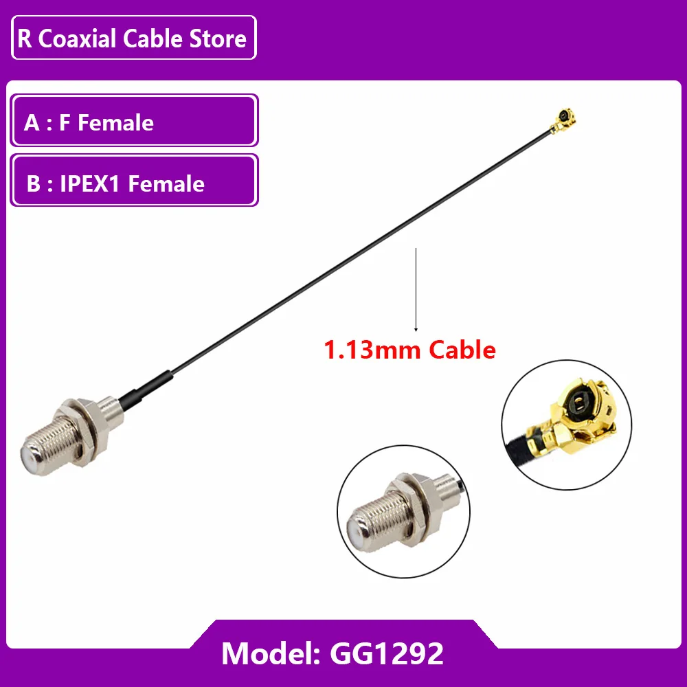 F fêmea para u. fl/ipx/ipex1/ipex4 mhf4 fêmea jack pigtail rf1.13 cabo coaxial rf 3g cabo de extensão de antena com 15cm e 30cm, 1 peça