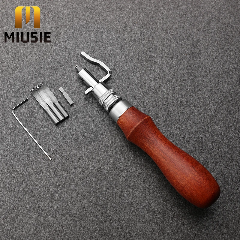 

MIUSIE 7 в 1, многофункциональный регулируемый инструмент для вышивания и канавок для кожи, инструмент для обрезки канавок, устройство для рукоделия из кожи