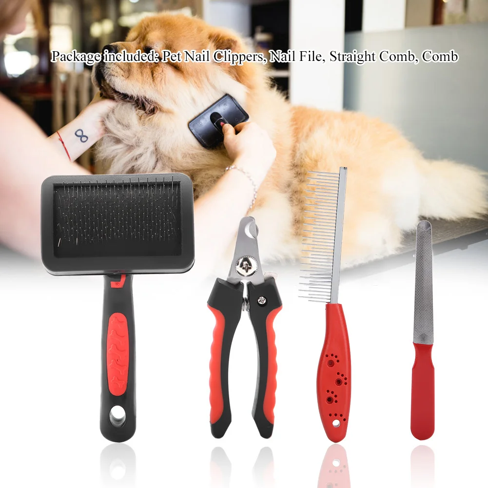 

Professional Nail Trimmer Nail File Comb 4pcs Pet Grooming Set For Cat And Dog Universal