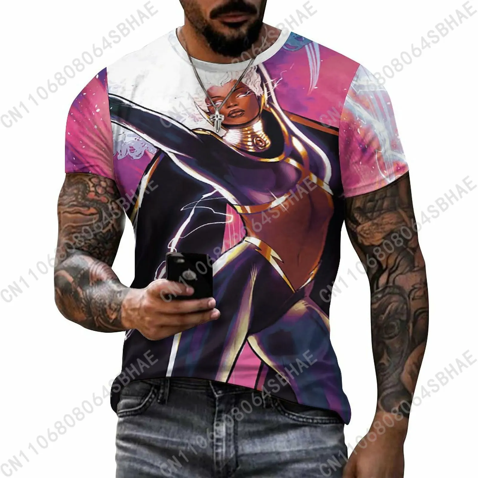 

Marvel Storm Custom Pattern Men's Cotton T-Shirt Short Sleeve Tee Men Tops Personalized Tshirt Summer Cosplay