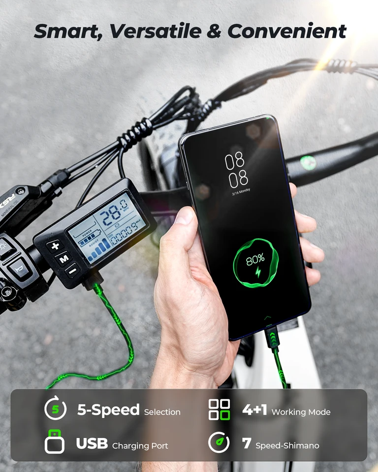 U8 ULTRA Electric Bike for Adults 26" E-Bike 750W Motor 48V 18Ah Battery 45–65 Miles Range, 5 Speed Modes, Front Suspension, Steel Frame 330 lbs Load Capacity image 3