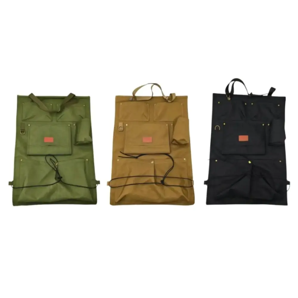 Multiple Compartment Car Seats Back Organizer Bottle Holder Lightweight Design Backseat Storage Pocket Kick Mat Canvas Material