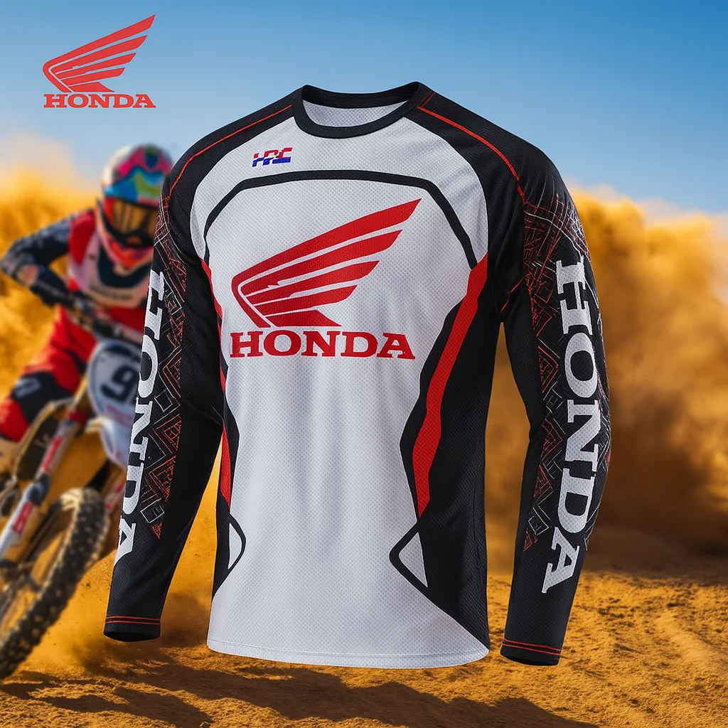 Męska koszulka motocyklowa Honda Off Road z długim rękawem, oddychająca, szybkoschnąca koszulka do wyścigów i jazdy na rowerze górskim