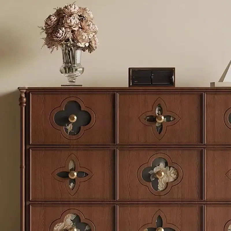 French retro three-door, antique door chest cabinet, fully installed bedroom storage, living room wall