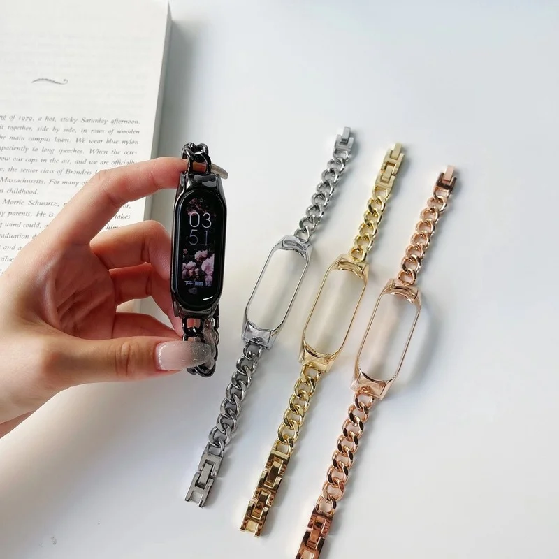 Fashion Slim metal strap for xiaomi band 7 6 5 Stainless steel strap Bracelet for Mi band 5 6 strap Replacement Watch Strap