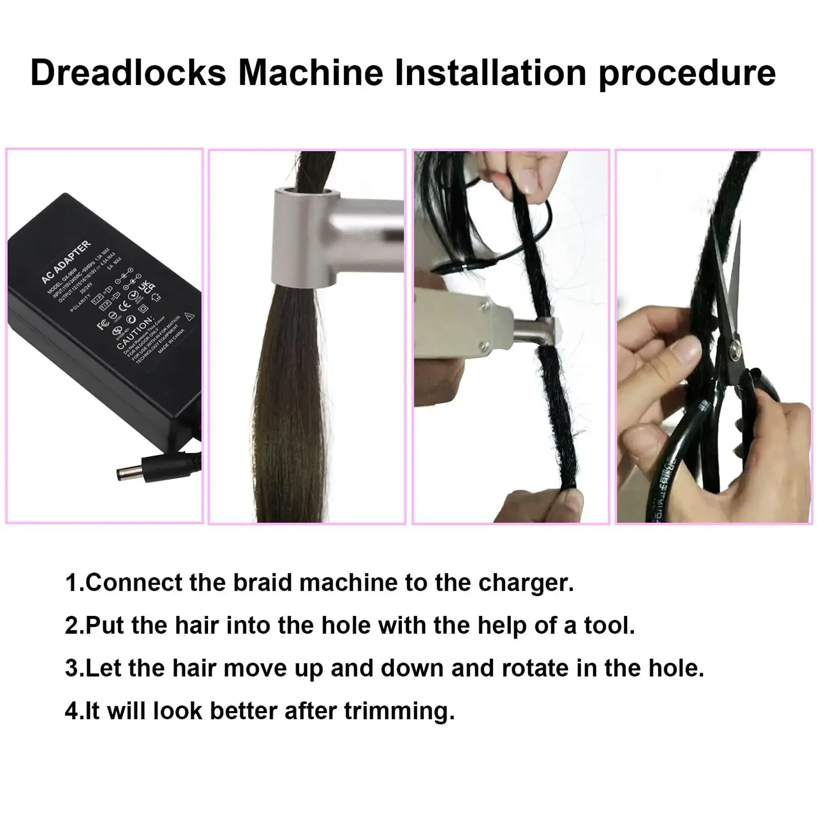 Upgrade New Generation Instant Electric Dreadlocks Machine Set with Three Size Head and Thick Needles