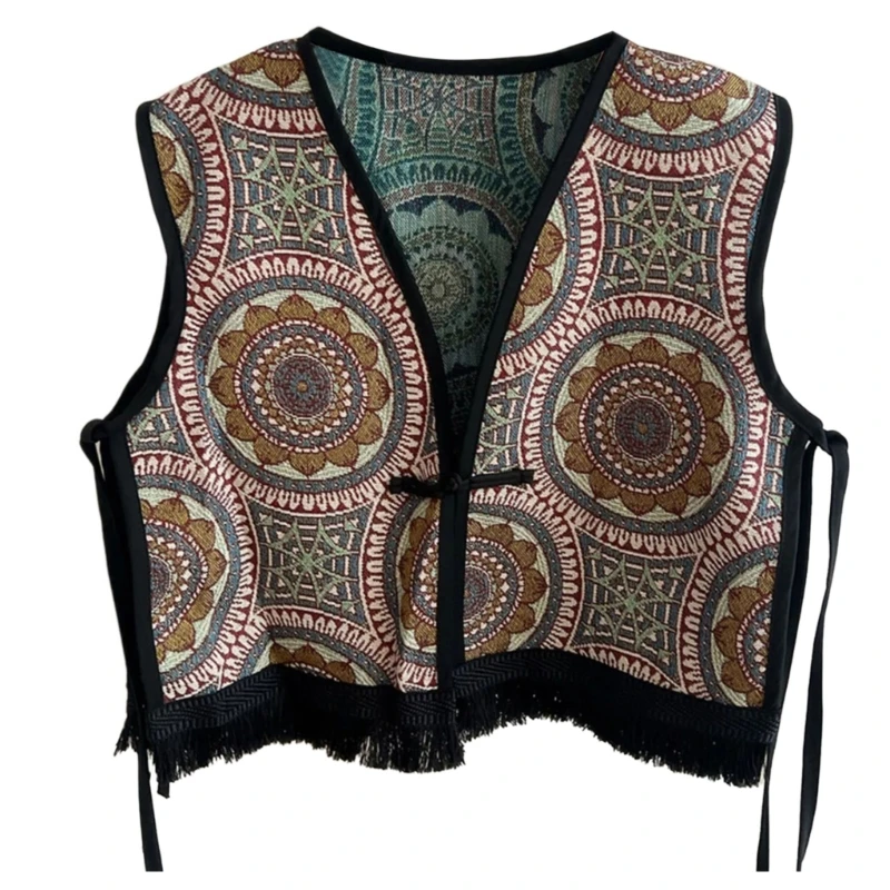 Multifunctional Ethnic Shawl Vest Soft and Comfortable Short Tops Casual Shirt Suitable for Spring and Autumn 066C