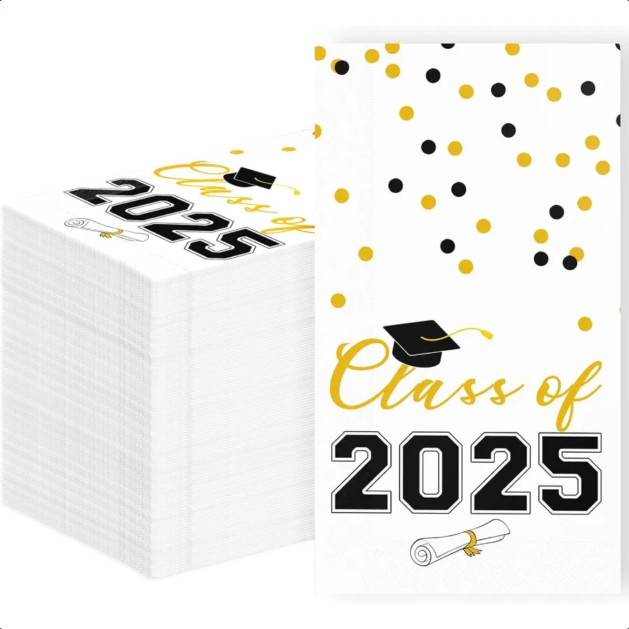 

Выпускные одноразовые бумажные салфетки на 2025 год, полотенца для рук для гостей и ужина для колледжа, школы, выпускного класса, поздравления, празднования, коктейля P
