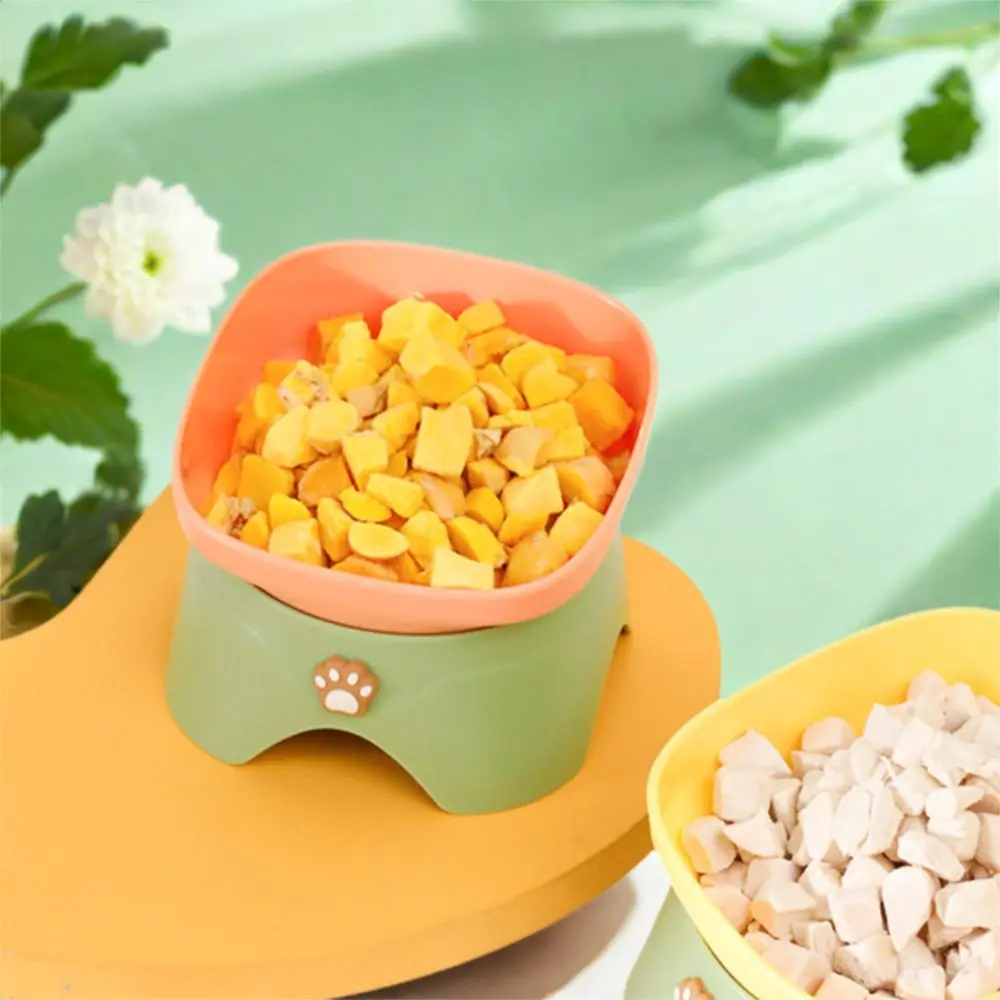 

Creative Raised Design Tilted Cat Bowl Multifunctional Anti Spill Puppy Food Bowl Portable Pet Bowl Home Use