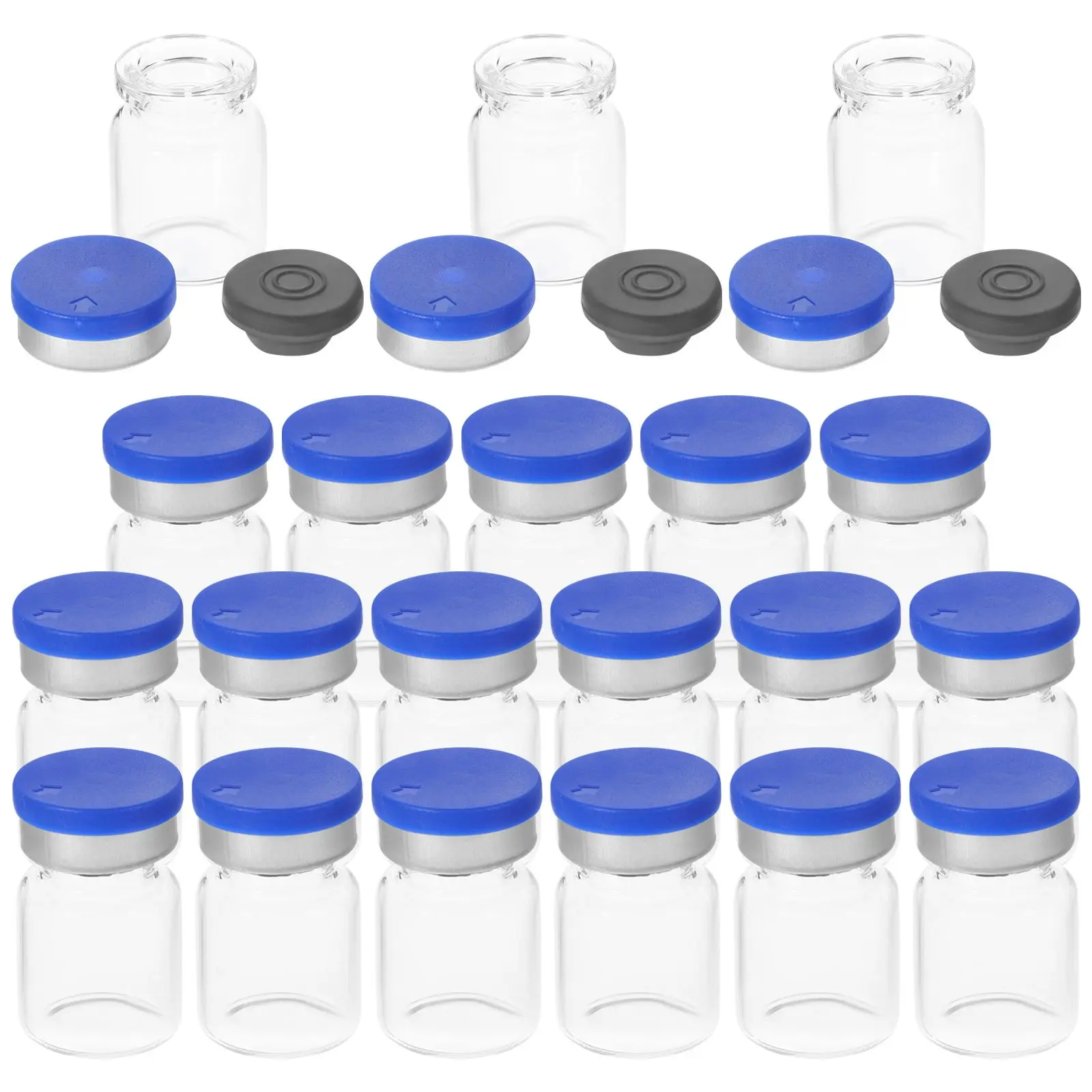 20 Pcs Empty Sample Bottle Glass Small Storage Bottles with Cover Liquid Sampling Test Tubes