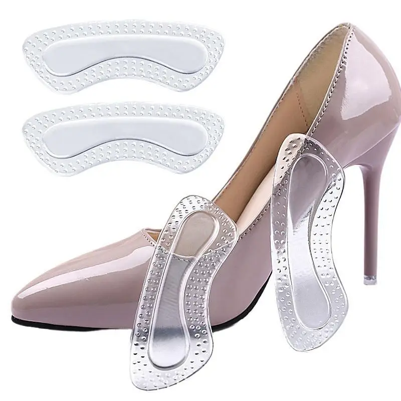 SU 1PC Gel Soft Heel Grips Anti-slip Anti-blister Invisible Heel Pads Self-adhesive Size Adjustment Half Insoles for High Heels