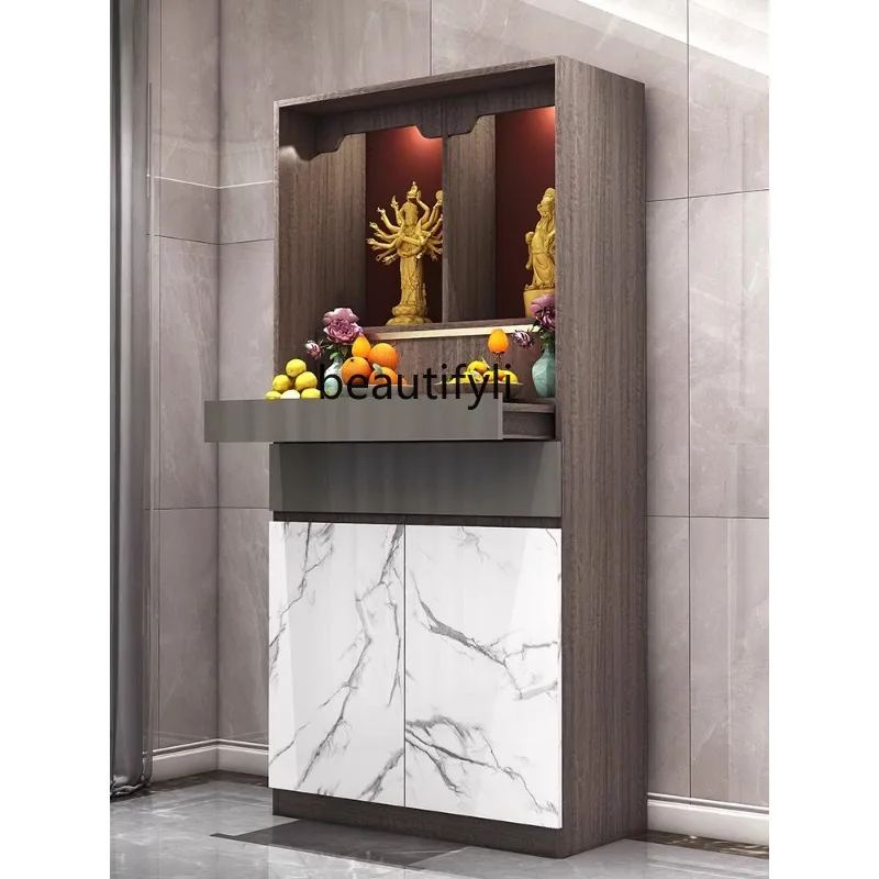 

Modern Double Altar Cabinet Altar Chinese Style Clothes Closet for Shrine Home Living Room God of Wealth with Glass