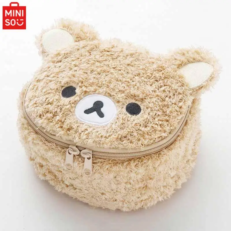 

Новая косметичка Miniso Kawaii Rilakkuma, аниме, мультфильм San-X Kuma, милая плюшевая кукла, украшение, корзина для хранения, рождественские подарки