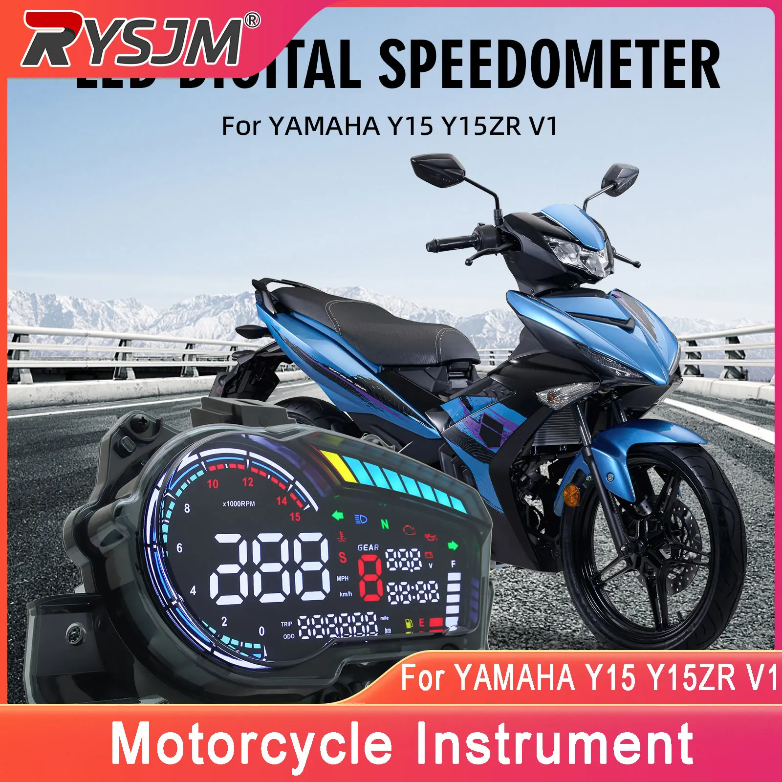 Für Yamaha Sniper 150 Y15 Y15Z Y15ZR V1 Digitaler Tachometer Motorrad-Geschwindigkeitsmesser Plug-and-Play Digitaler Tachometer-Bausatz Motorrad-Zubehör