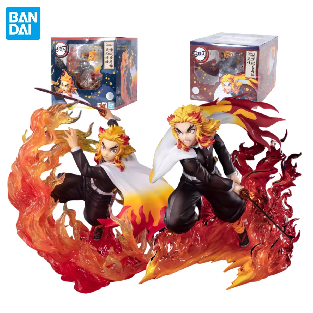 

Оригинальные фигурки в наличии BANDAI, фигурки героев мультфильма ZERO Demon Slayer Rengoku Kyoujurou Flame Hashira Flame, дышащие фигурки аниме, игрушки, подарки