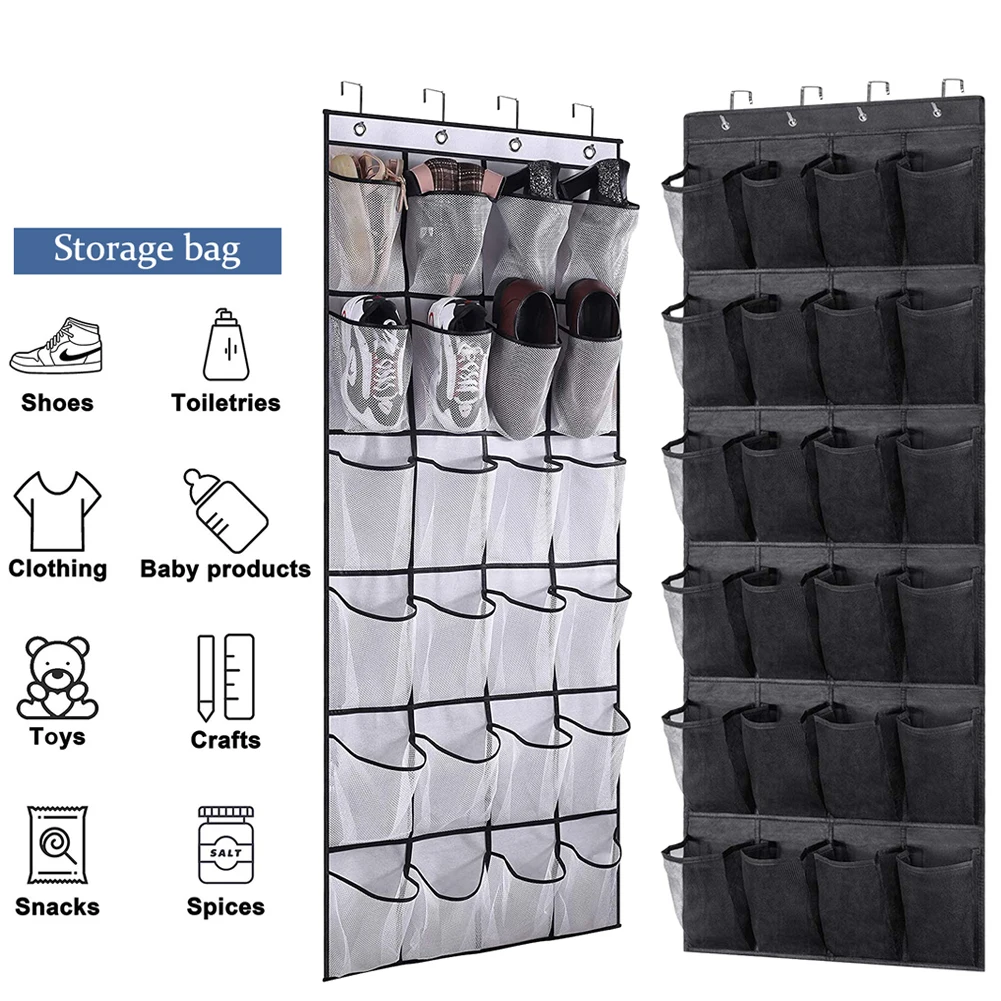 

24 Pockets Over the Door Shoe Organizer Large Mesh Pocket Hanging Shoe Organizer For Closet Hanging Shoe Rack Holder Storage Bag