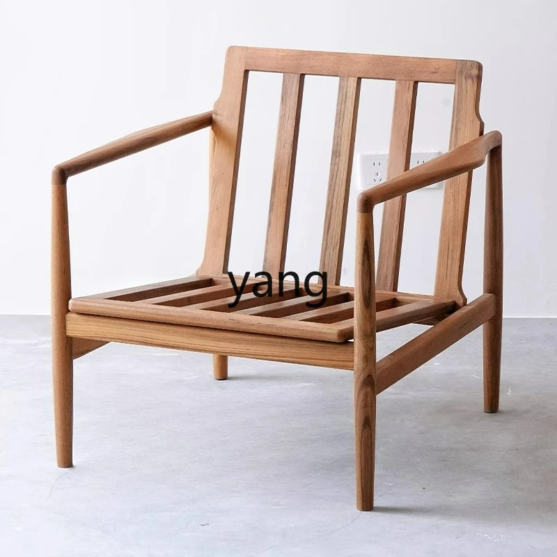 

LTT Nordic Solid Wood Balcony Leisure Single Chair Mortise and Tenon Living Room Single Leather Sofa Chair
