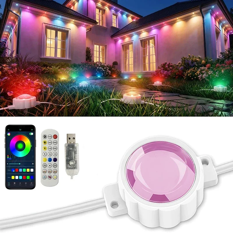 Dream Color Rgb Led Strip Bluetooth Remote APP Control Smart RGB Eaves Light DIY Lamp Music Sync Timer Waterproof Holiday Decor