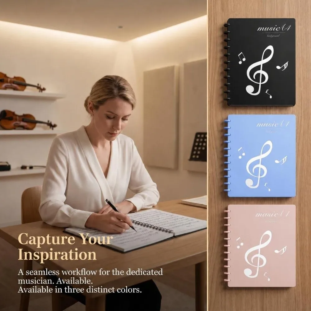 Ideal Gift A4 Music Score Folder Portable Flexible Music Binder Double Side Detachable Document Organizer Sheet Music Storage
