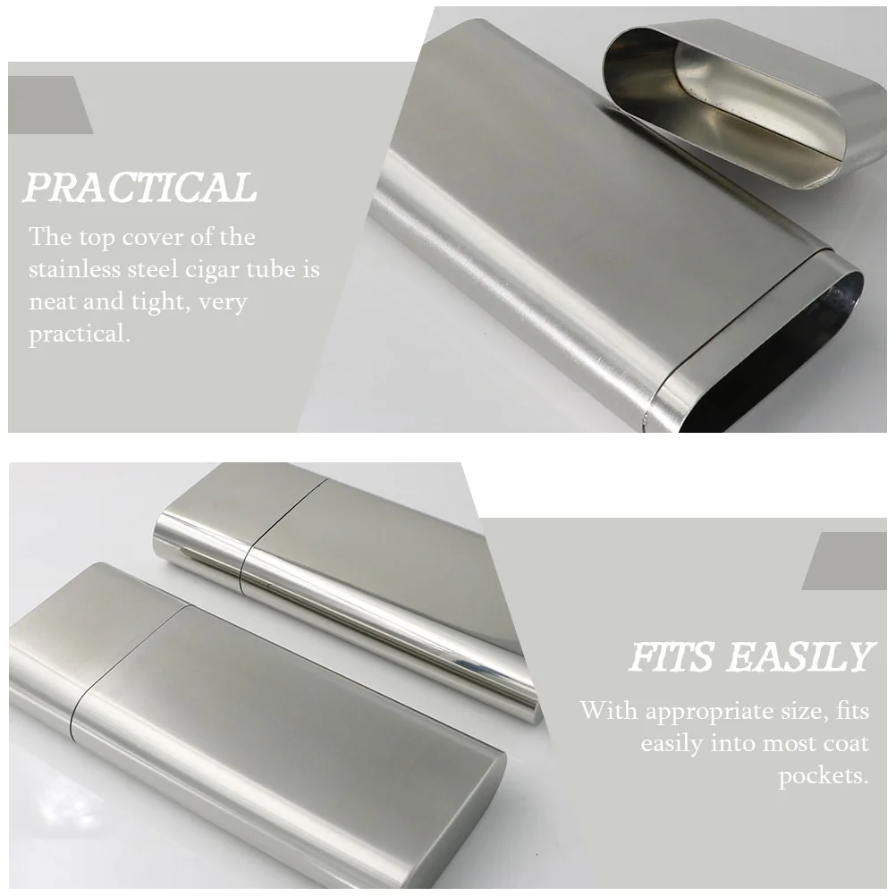 

Stainless Steel Cigar Box Portable Humidor Case for 3 Cigars Travel Storage Tube Small Cigarette Holder 304 Metal Container