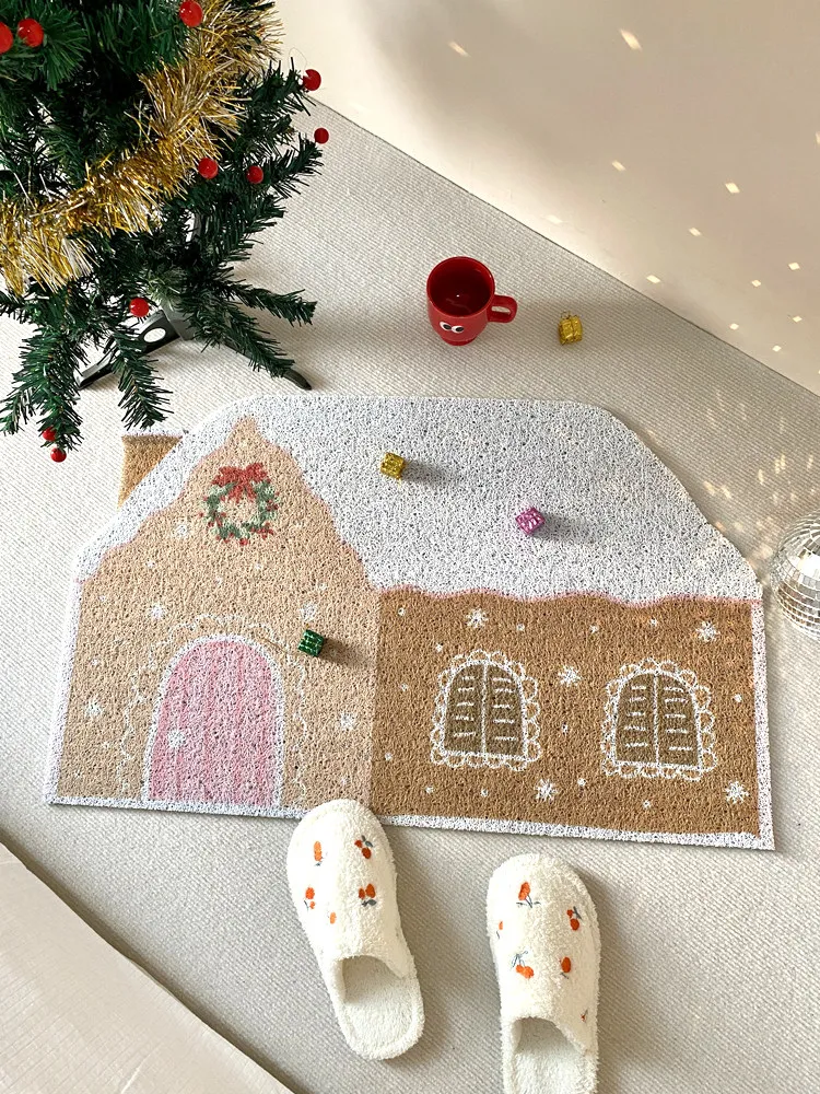 Weihnachtliche PVC-Bodenmatte für den Eingangsbereich, Cartoon-Willkommens-Fußmatte, Anti-Staub-Teppich für Flur, Außenbereich und Heimdekoration