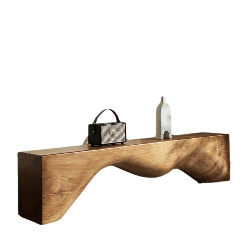 Log long strip shoe changing wooden stool, simple homestay bedside stool