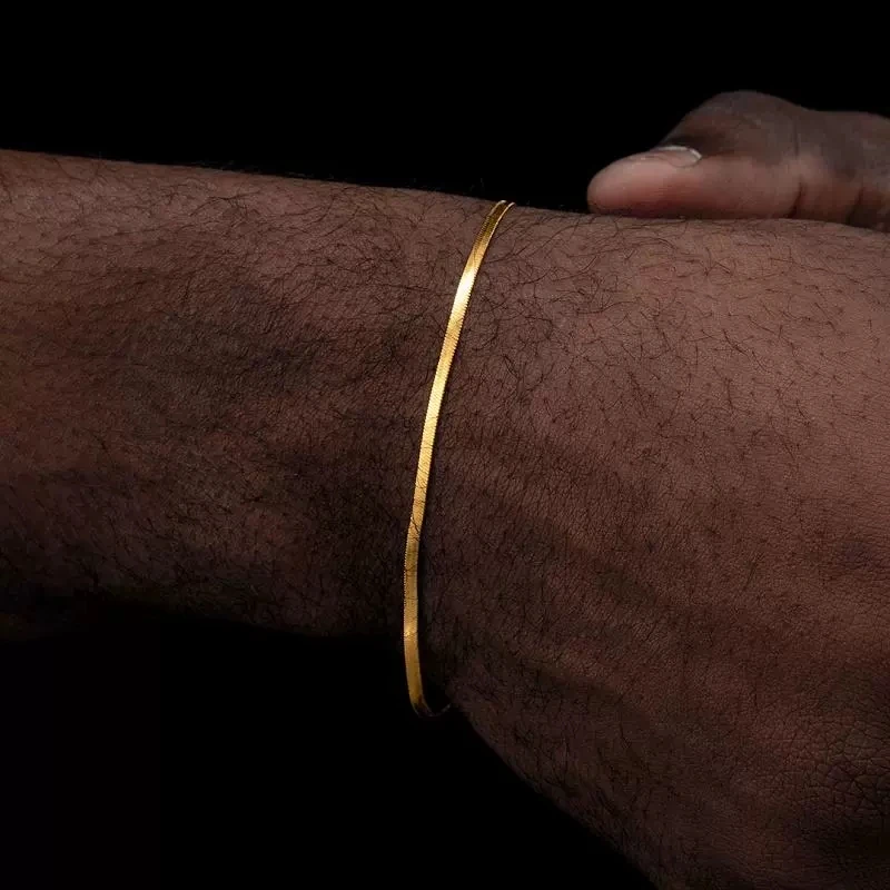 2-5 MM Stainless Steel Chain Bracelet For Women Men Gold Color Snake Chain Bangle With Extended Chain Waterproof Party Jewelry