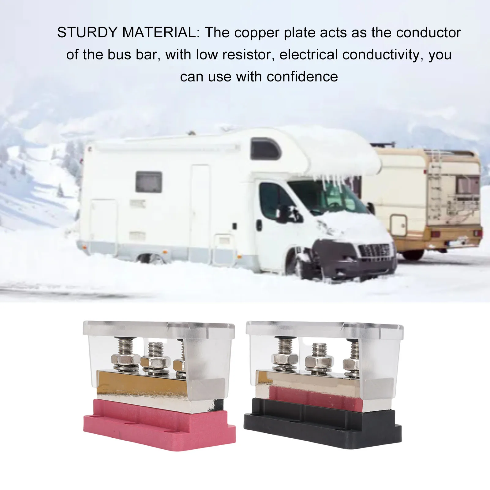

600A Bus Bar Single Row Versatile 3 Way Neat Battery Terminal Block Low Resistor Safe for Negative Wire