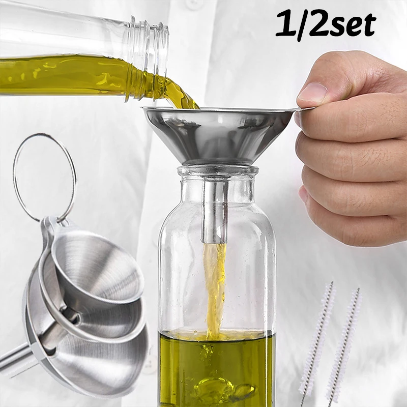 

1/2 комплекта кухонных ворон из нержавеющей стали с ручкой для переноски жидкости, специй, инструмент, многофункциональная воронка, кухонные инструменты