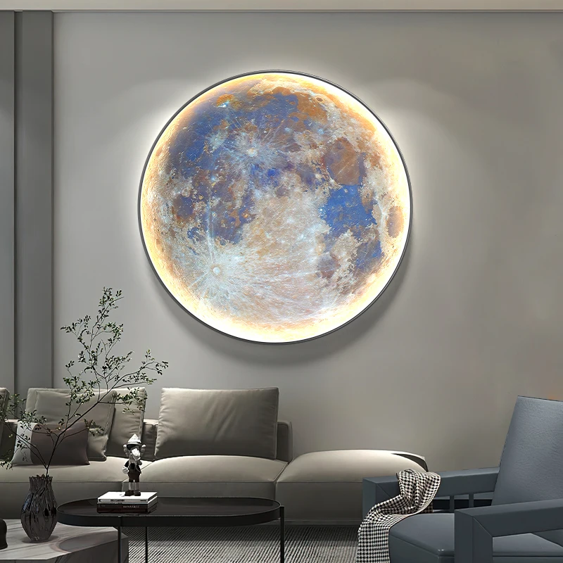 

Modern luxury lunar planet entrance hall bedroom circular LED lights, living room sofa background wall LED lights, wall lights