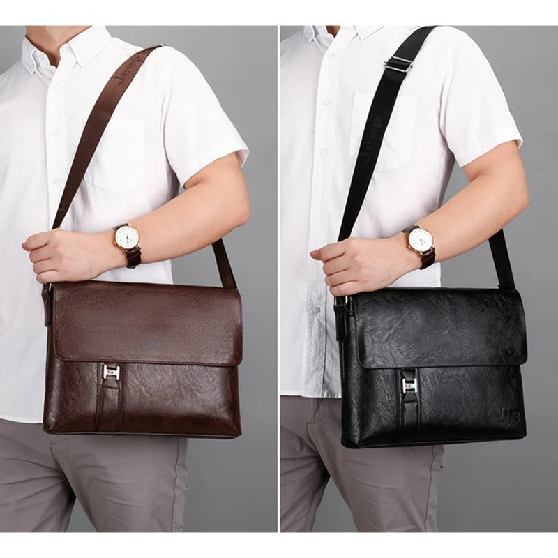 PU Leather Men\'S Briefcase Ipad Shoulder Executive Work Business Work Messenger Crossbody Tablet Side Male Designer Bag