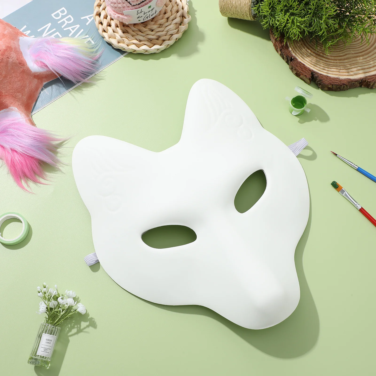 4개 DIY 여우 가면 블랭크 화이트 가면극 가면 할로윈 코스튬 파티 프롬 페인팅 공예 DIY 마스크 가면극 마스크