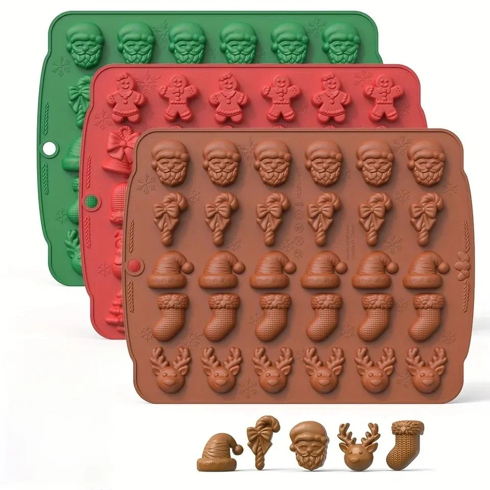 

Новая рождественская форма 5-в-1 шоколадная форма силиконовая форма для торта Рождественская елка Рождественская форма