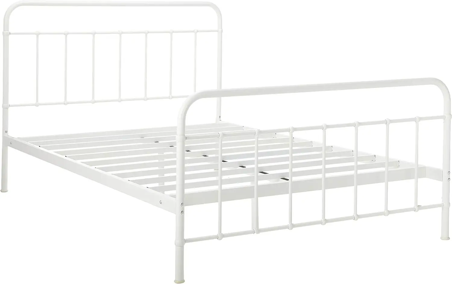 Full Panel Metal Platform Bed Frame / Mattress Foundation / No Box Spring Needed / Easy Assembly, White, Full