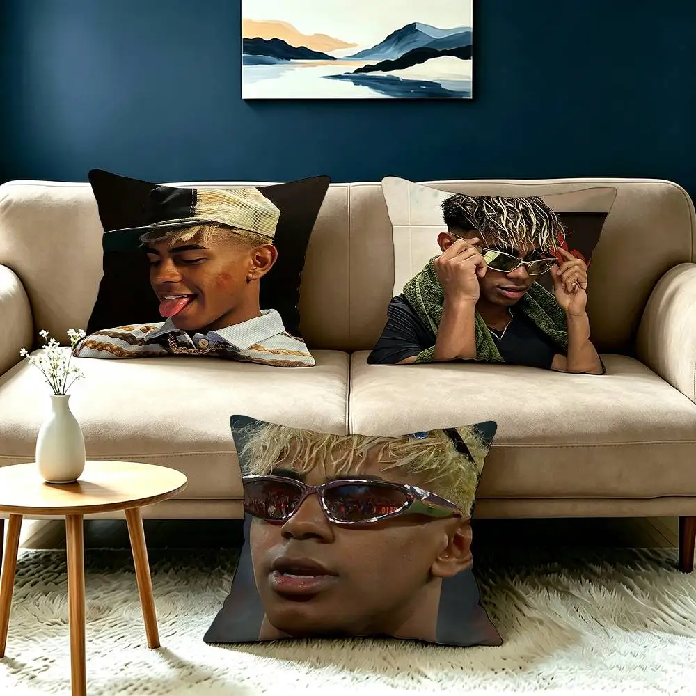 Hot Football Star Lamine Yamal-19 Square Double-Sided printed Pillow Case Bedroom Bedside Pillow Sofa Cushion Cover