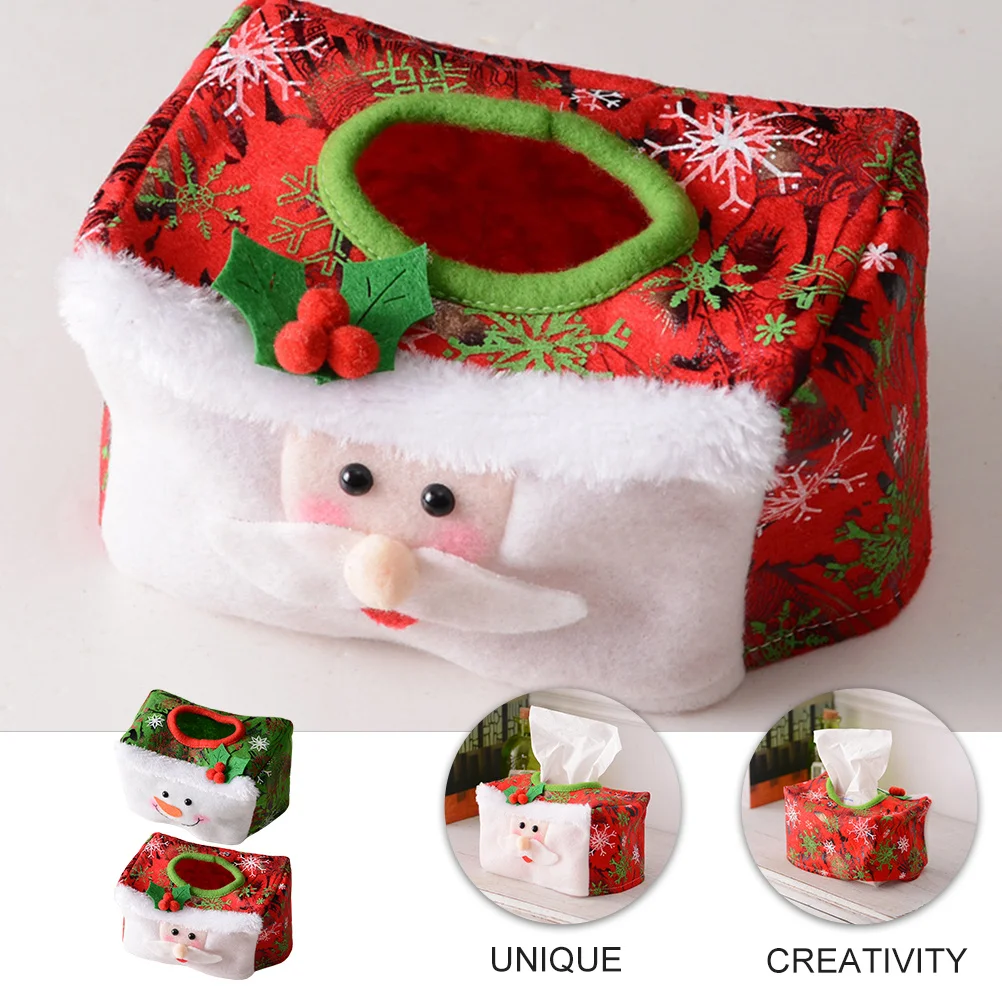 

2pcs Desktop Decorative Tissue Box Christmas Cover For Home Living Room Bedroom Shop Xmas Holder Home Adornment Storage