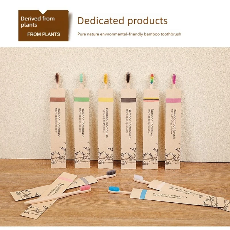 10pcs Whitening natural bamboo charcoal Safety comfortable travel home hotel toothbrush daily deep oral Care soft bristles