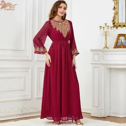 Marocco Dubai vestito ricamo Jalabiya Eid musulmano Abaya per le donne partito perline abiti abiti Islam abito lungo Abaya arabo