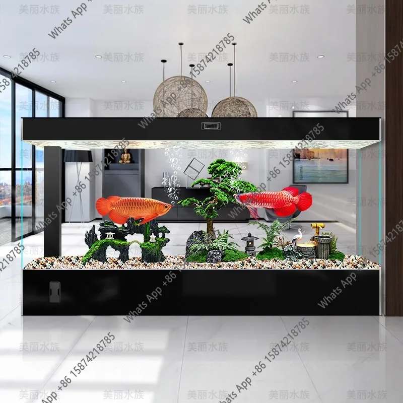

Ll Household Fish Tank Living Room Ultra-white Glass Large Water-free Floor-to-ceiling Integrated Aquarium Goldfish Tank